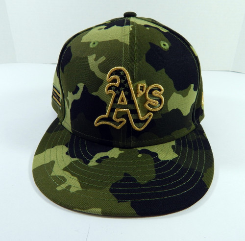 2022 Oakland A's Athletics Luis Barrera #13 Game Used Green Cap Armed Forces 2