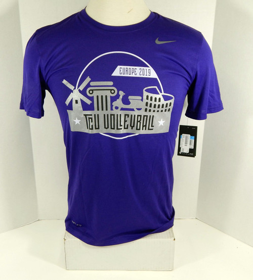 New 2019 Texas Christian Uni Women Volleyball Europe Purple T-Shirt Nike M NWT