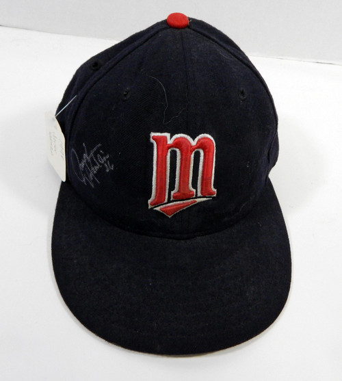 1998 Minnesota Twins Javier Valentin #26 Game Used Navy Hat 7 DP22712
