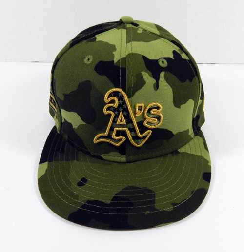 2022 Oakland A's Athletics Zach Logue #67 Game Issued Green Cap Armed Forces 7 9