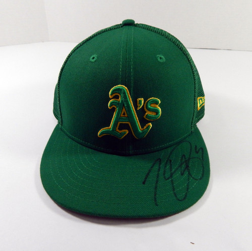 2022 Oakland A's Athletics Tony Kemp #5 Game Issued Signed Kelly Green Hat BP 0