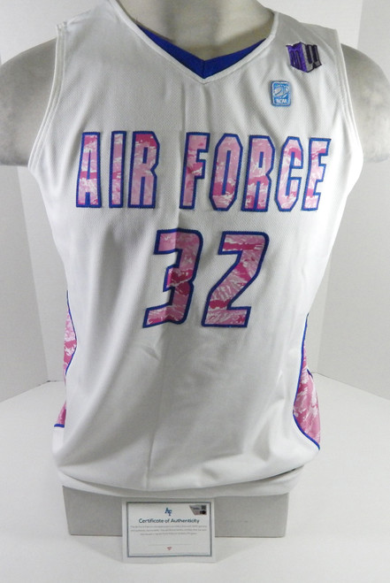Womens Air Force Falcons #32 Game Issued White Jersey Breast Cancer Night L 0