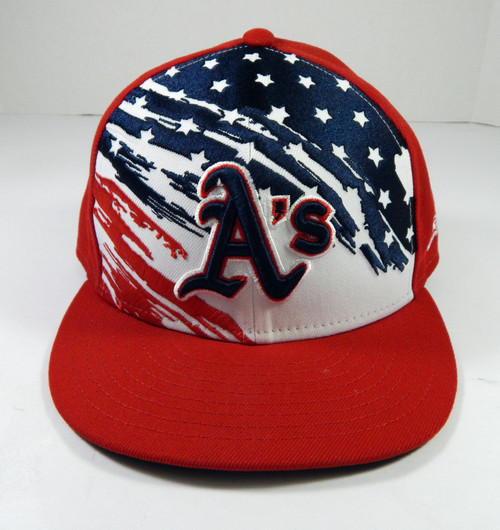 2022 Oakland A's Athletics Tony Kemp #5 Game Issued Red Hat Fourth July 7 1/4 02
