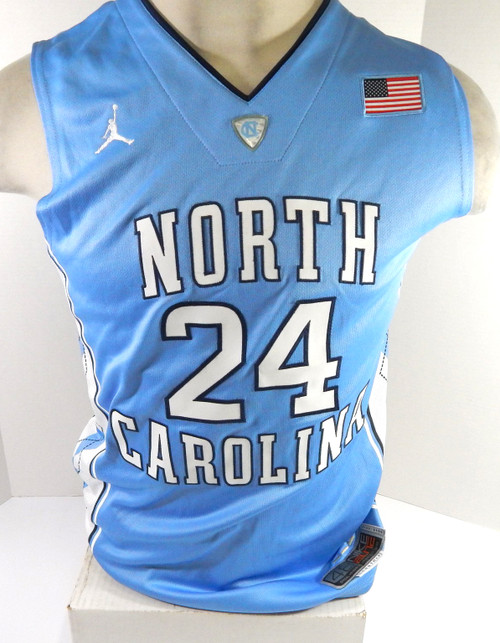 2012-13 Womens North Carolina Tar Heels UNC #24 Game Issued Blue Jersey 48 9