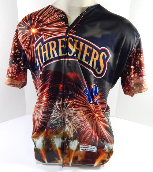 2022 Clearwater Threshers Gunner Mayer #40 Game Used Black Jersey July 4 1