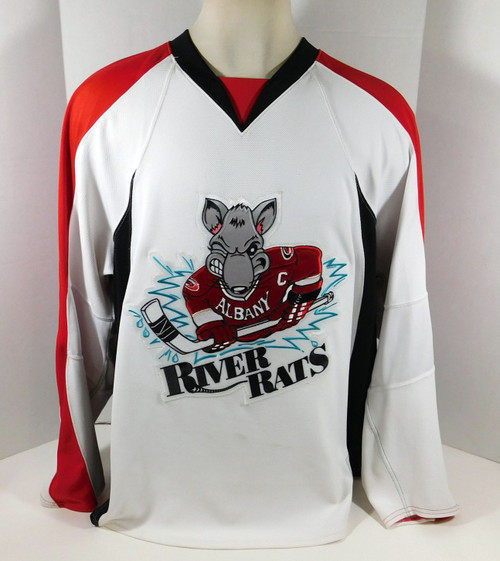 2009-10 Albany River Rats #7 Game Issued White Jersey 58 DP08648