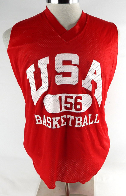 1990s Team USA Basketball #156 Game Issued Red Practice Jersey L 868