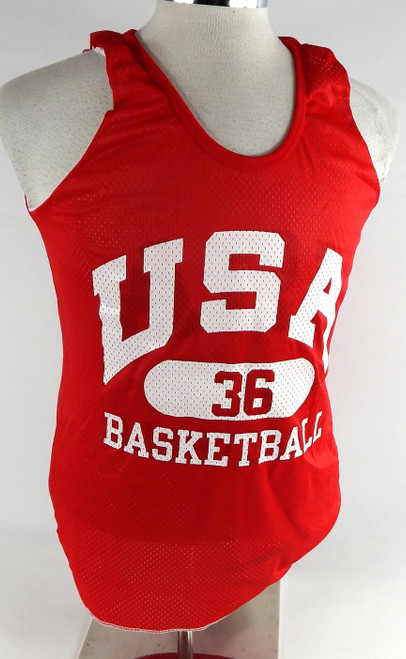 1990s Team USA Basketball #36 Game Issued Red Practice Jersey M 873