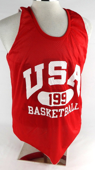 1990s Team USA Basketball #199 Game Issued Red Practice Jersey L 874