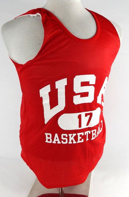 1990s Team USA Basketball #17 Game Issued Red Practice Jersey M 876