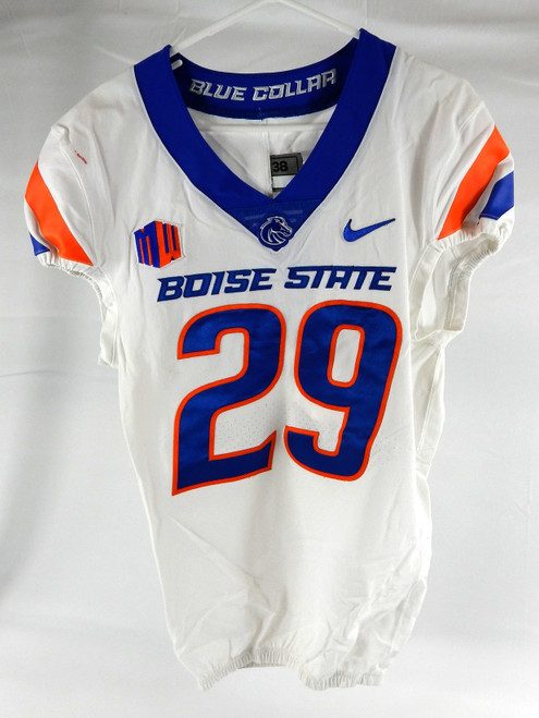 2020 Boise State Broncos #29 Game Used White Jersey Football NP Rem 38 842