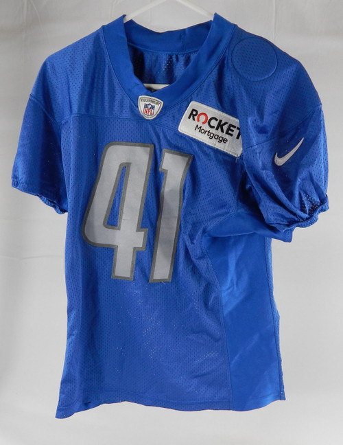 2018 Detroit Lions #41 Game Issued Blue Practice Jersey Rocket Mortgage P 44 216