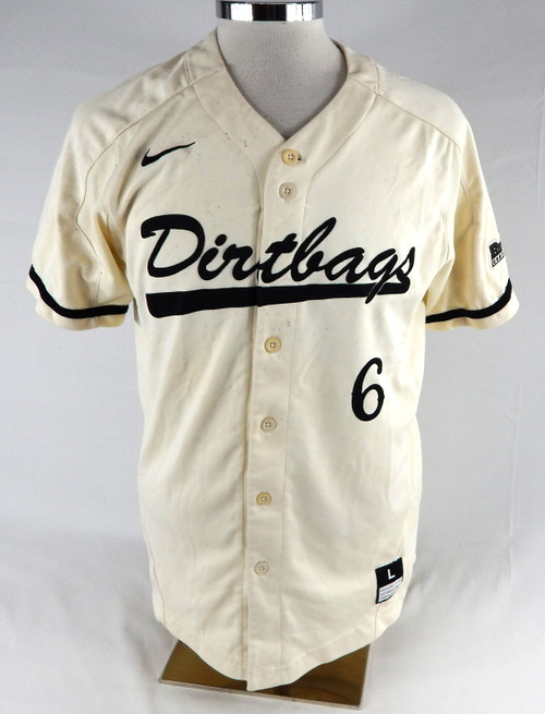 2018 Long Beach State Dirtbags #6 Game Used Cream Jersey Baseball L 851