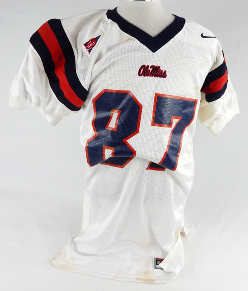2000s Ole Miss Rebels #87 Game Used White Jersey Football L 803