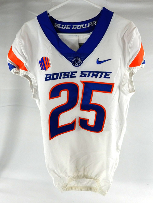 2021 Boise State Broncos #25 Game Used White Jersey Football NP Rem 38 845