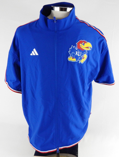 2024-25 Kansas Jayhawks Zeke Mayo #5 Game Used Blue Warm Up Jacket L 693