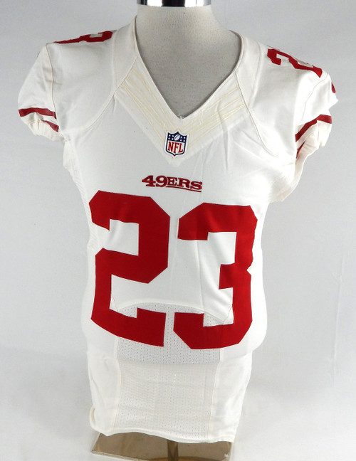 2012 San Francisco 49ers LaMichael James #23 Game Used White Jersey NP Rem 38 7