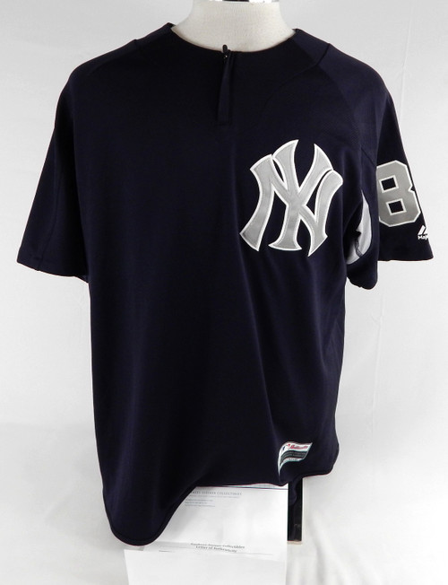 2018 New York Yankees Justus Sheffield #86 Game Issued Used Navy Pullor Jersey 3