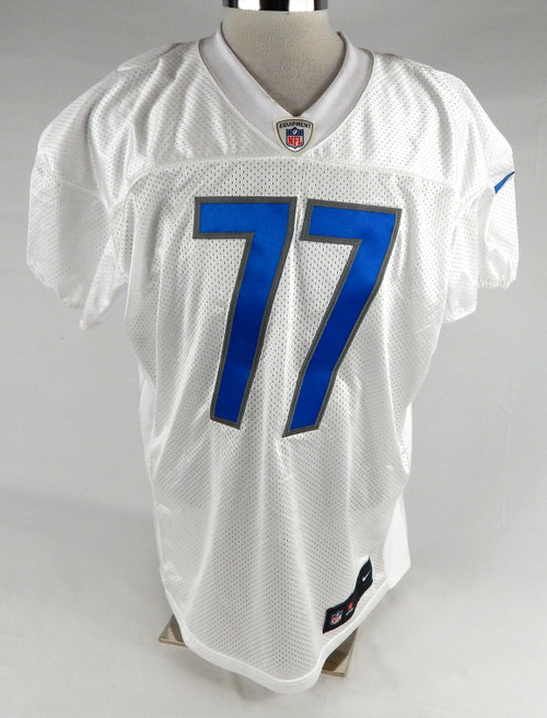 2017 Detroit Lions Emmett Cleary #77 Game Issued White Practice Jersey 52 314