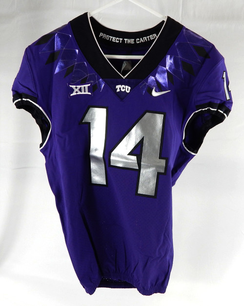 2020 Texas Christian TCU Frogs #14 Game Used Purple Jersey Football NP R 42 062