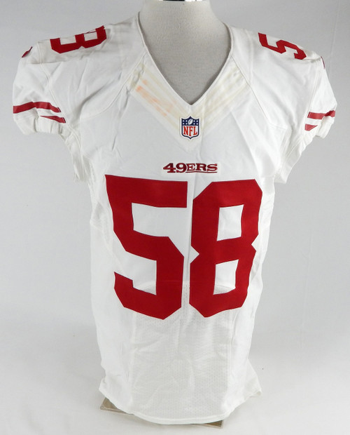 2014 San Francisco 49ers Chase Thomas #58 Game Issued White Jersey 44 084