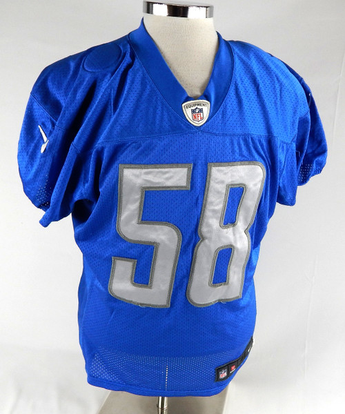 2017 Detroit Lions Paul Worrilow #58 Game Used Blue Practice Jersey 46 319