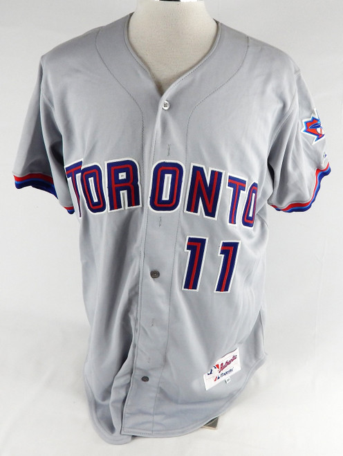 2000 Toronto Blue Jays Mike Peeples #11 Game Issued Grey Jersey 46 137