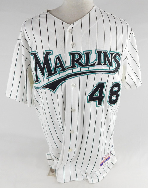 2011 Florida Marlins Clint Sammons #48 Game Used White Jersey 48 139