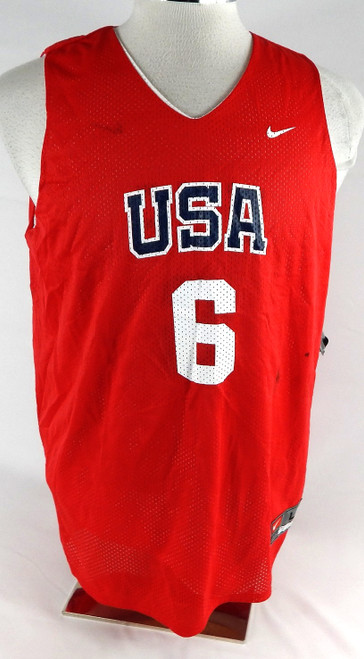 Team USA Basketball #6 Game Issued Red Practice Jersey L 034