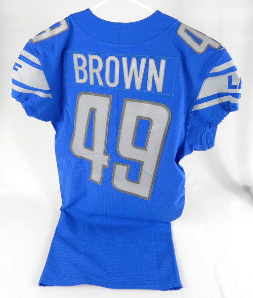 2019 Detroit Lions Brown #49 Game Issued Blue Jersey 38 DP65555