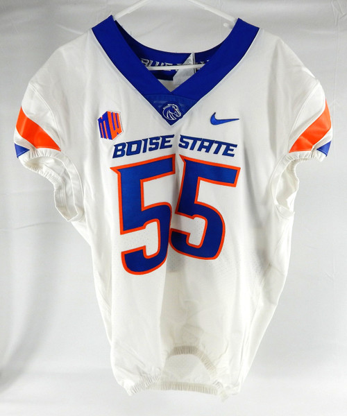2019 Boise State Broncos #55 Game Used White Jersey Football NP Rem 46 DP99860