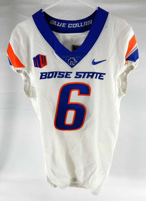 2020 Boise State Broncos #6 Game Used White Jersey Football NP Rem 38 DP99865