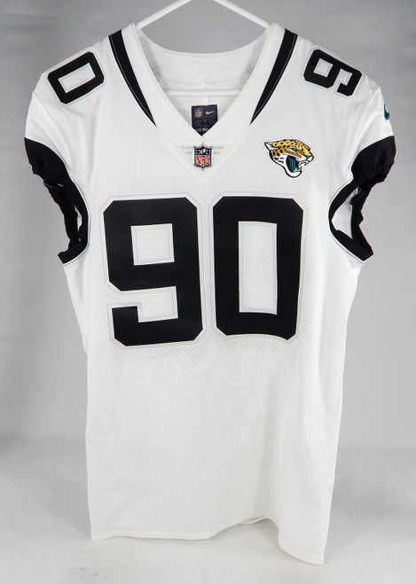 2020 Jacksonville Jaguars Taven Bryan #90 Game Issued White Jersey 44 DP74920