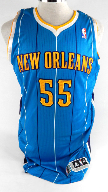 2010-11 New Orleans Hornets Brown #55 Game Issued Blue Jersey 3XL 964