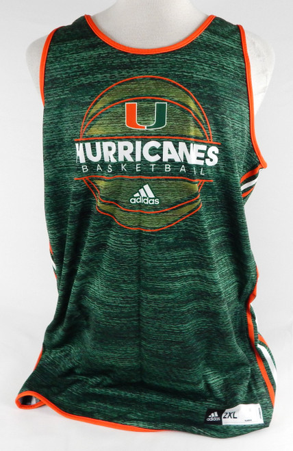 Miami Hurricanes #14 Game Issued Green Grey Practice Jersey Basketball 2XL 404