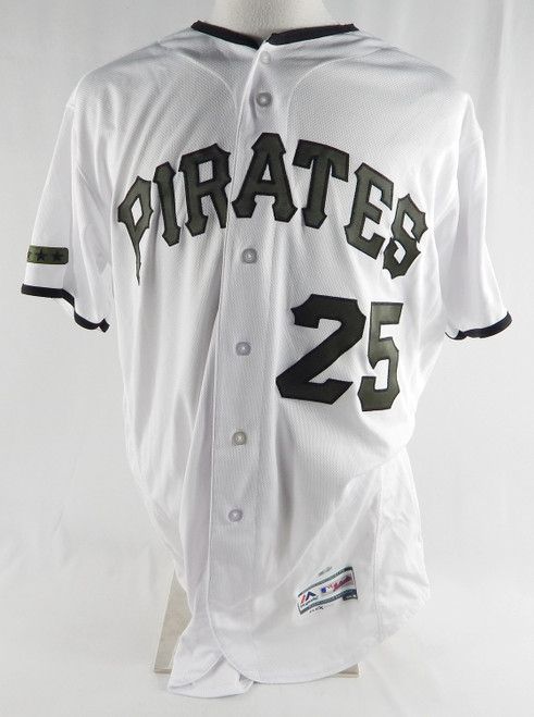 2018 Pittsburgh Pirates Gregory Polanco #25 Game Used White Jersey Mem D 1H 1W