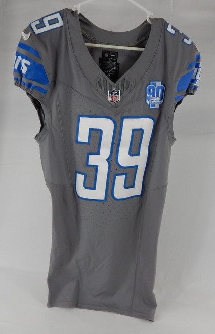 2023 Detroit Lions Jermar Jefferson #39 Game Issued Grey Jersey Color Rush 9