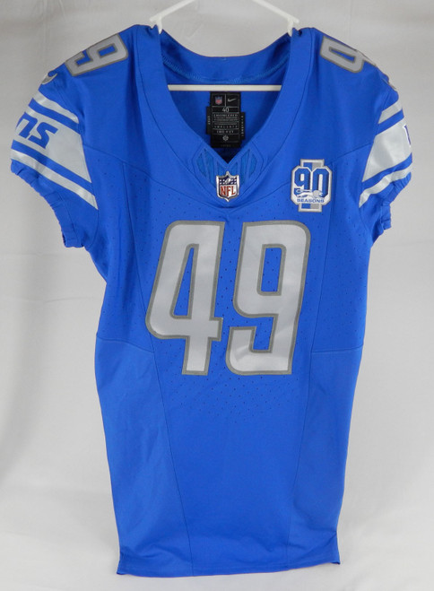 2023 Detroit Lions Starling Thomas #49 Game Issued Blue Jersey 90th Patch 40 947