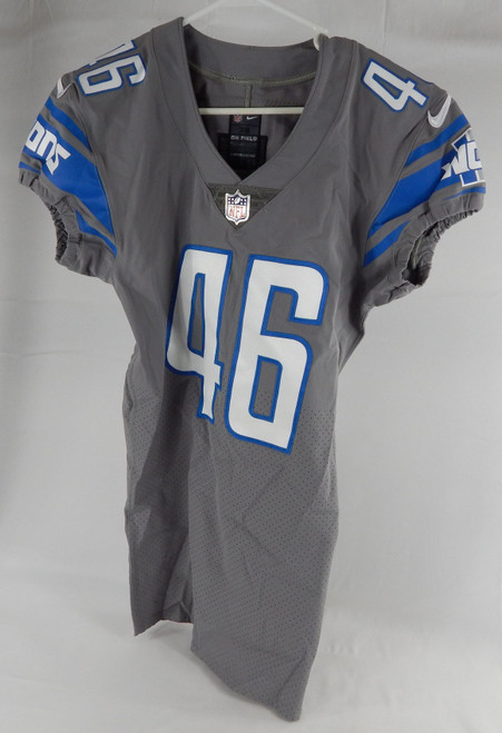 2019 Detroit Lions Jalen Elliott #46 Game Issued Grey Jersey Color Rush 38+4 981