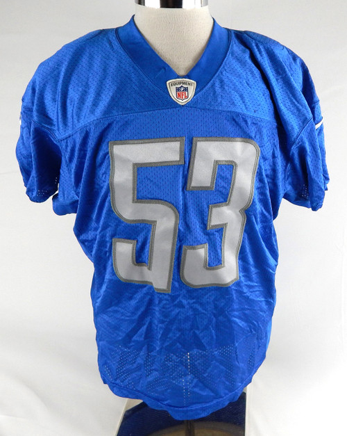 2019 Detroit Lions Jason Cabinda #53 Game Used Blue Practice Jersey 48 233