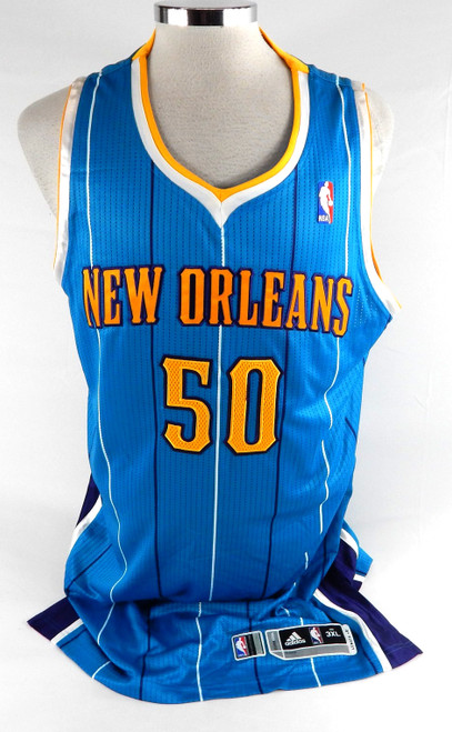 2010-11 New Orleans Hornets Emeka Okafor #50 Game Issued Blue Jersey 3XL 958