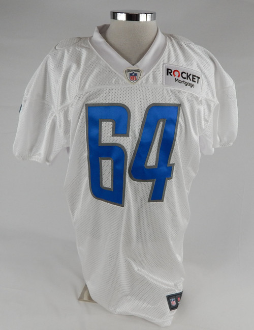 2018 Detroit Lions #64 Game Issued White Practice Jersey 52 255