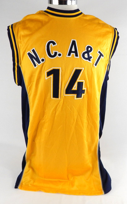 2000s North Carolina A&T Aggies #14 Game Used Yellow Jersey Basketball 48 823
