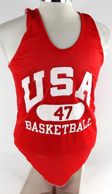 1990s Team USA Basketball #47 Game Issued Red Practice Jersey M 863