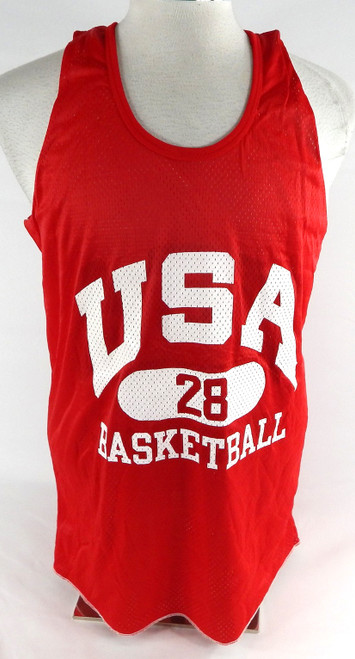1990s Team USA Basketball #28 Game Issued Red Practice Jersey L 864