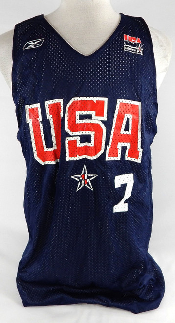 2000s Team USA Basketball #7 Game Issued Navy Practice Jersey L 159