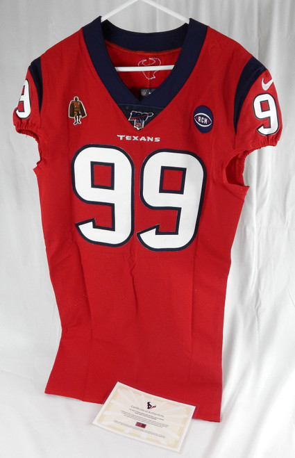 2019 Houston Texans J.J. Watt #99 Game Issued Red Jersey C & Payton Patch 0