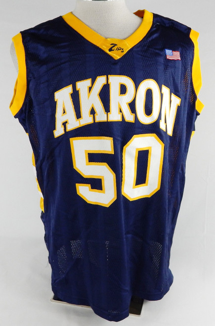 2000s Akron Zips #50 Game Used Navy Jersey Basketball XL 024