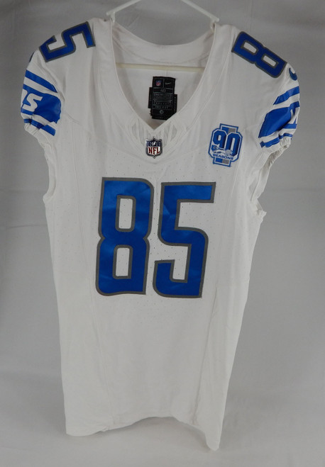 2023 Detroit Lions #85 Game Issued White Jersey 90th Patch NP Rem 40+4 961
