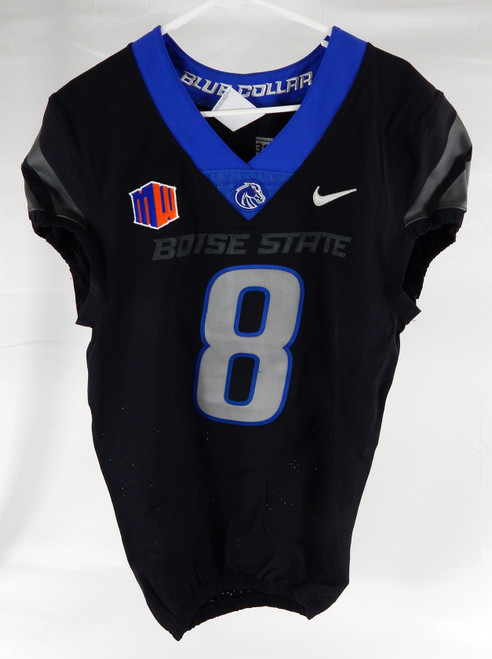 2019 Boise State Broncos #8 Game Used Black Jersey Football NP Rem 38 DP99880